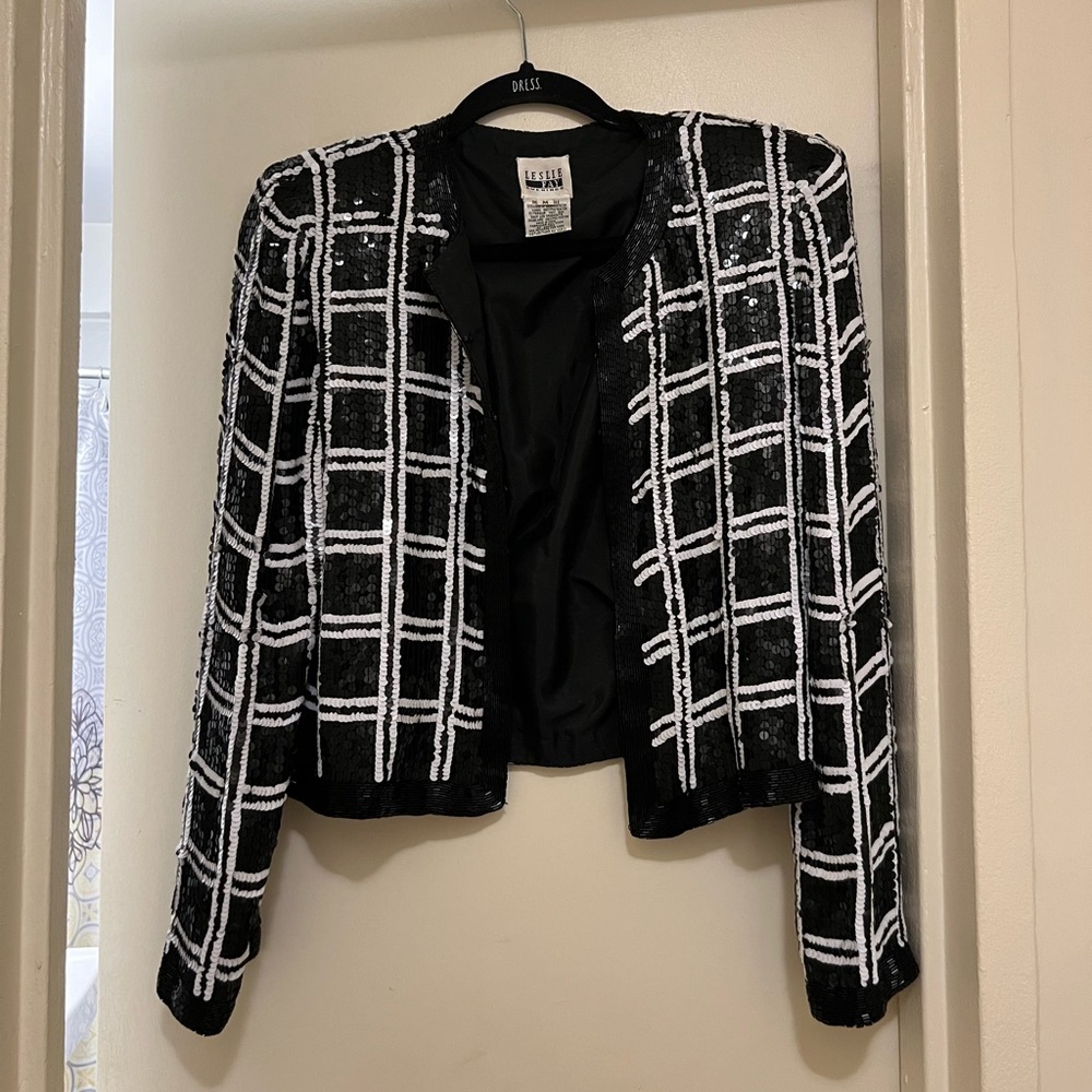 Vintage 1990s- Leslie Fay Evenings Sequin Box Jacket - Chanel Style